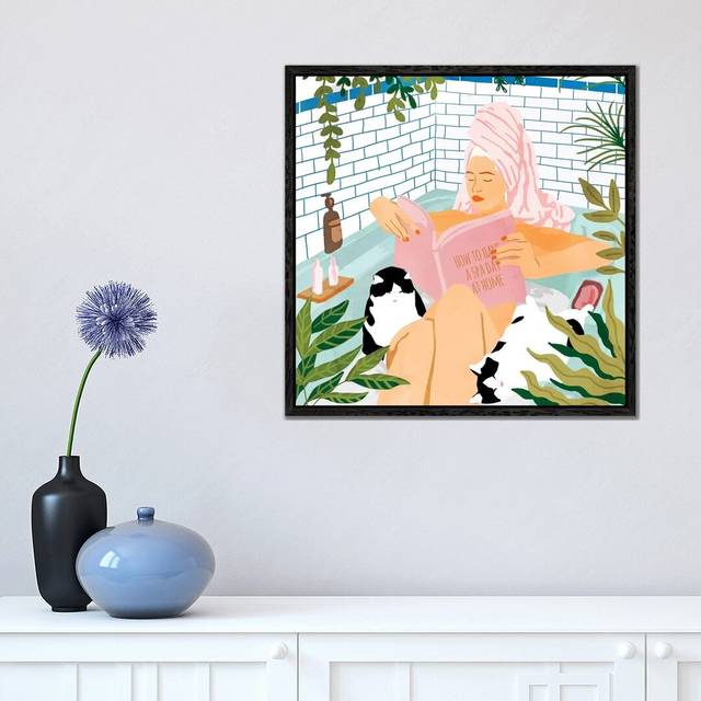How To Have A Spa Day At Home - Art Print on Canvas - Black Framed (45.72 cm H x 45.72 cm W)