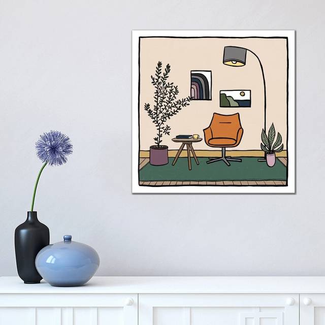 Living Room with Orange Armchair by Alisa Galitsyna - Wrapped Canvas Graphic Art (45.72 cm H x 45.72 cm W x 1.91 cm D)