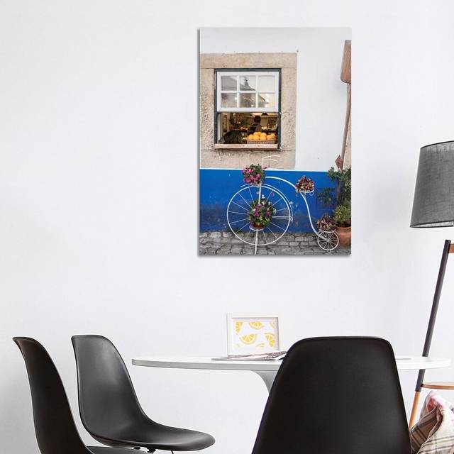 Cute Bicycle Planter In Front Of A Bakery In The Walled City, Obidos, Portugal by - Wrapped Canvas (101.6 cm H x 66.04 cm W)