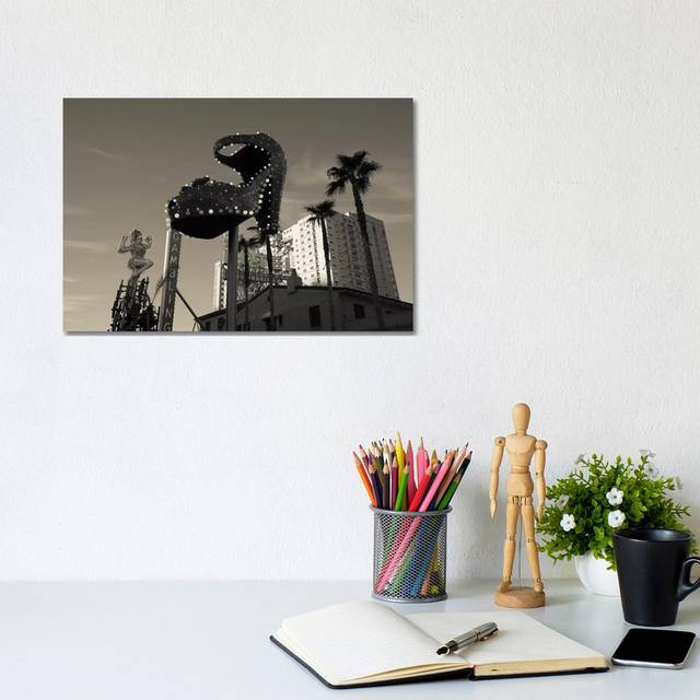 Low Angle View of Neon Signs of A Casino, Fremont Street, the Strip, Las Vegas, Nevada, Usa by Panoramic Images - Wrapped Canvas Graphic Art (20.32 cm H x 30.48 cm W)