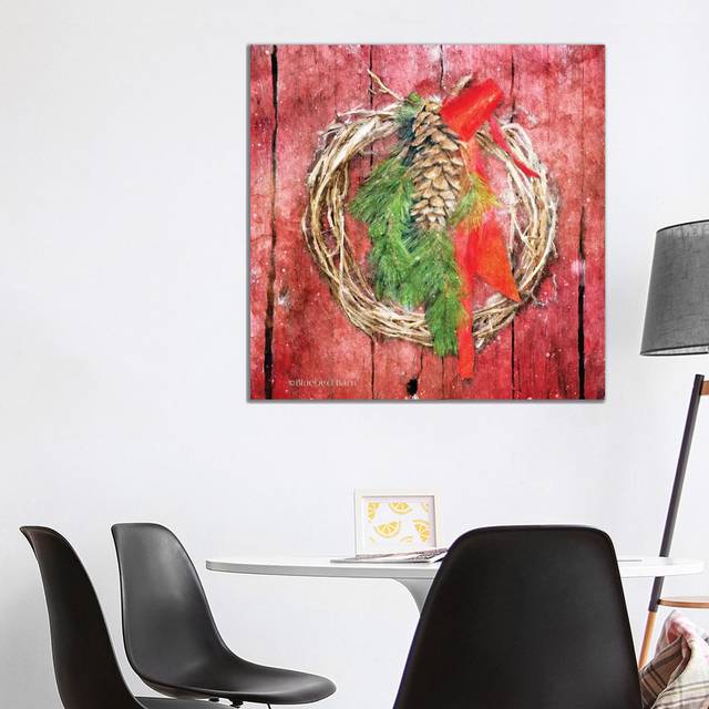 Rustic Wreath by Bluebird Barn - Wrapped Canvas Painting (93.98cm H x 93.98cm W x 1.905cm D)