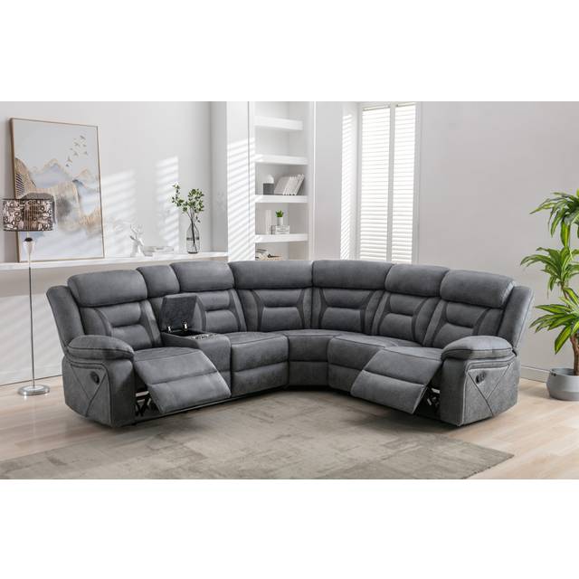 Ilitia Reclining Corner Sofa - Grey (104cm H X 95cm W X 300cm D)