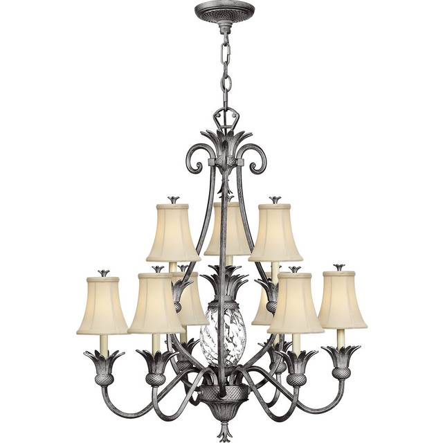 Bellville 10-Light Shaded Chandelier - Polished Antique Nickel (59cm H X 89cm W X 87cm D)