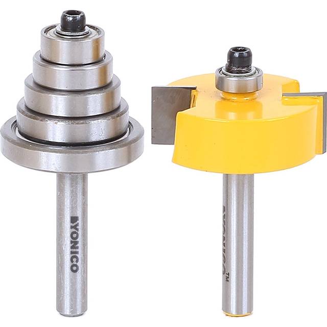 YONICO Rabbet & Bearing Router Bit Set 1/2-Inch Height with 6 Bearings 1/4-Inch Shank 14705q
