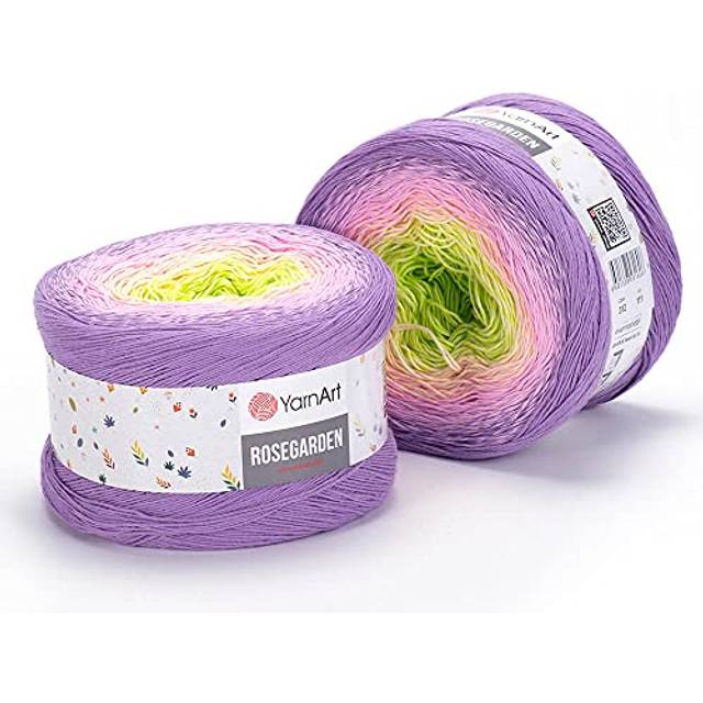 Yarn Art Flowers Rosegarden 100% Cotton 250gr 8.80 oz 1094yds Multicolor Cotton Yarn Rainbow Crochet Yarn Spring Summer (312)
