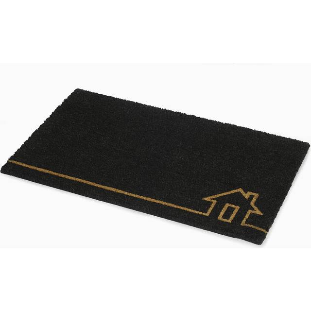 Fab Habitat Modern Non Slip Doormat - Durable  Thin - Natural Coir & Rubber - Entryway  Front Door  Porch  Patio - Home View Black 18 x 30 Non-Slip