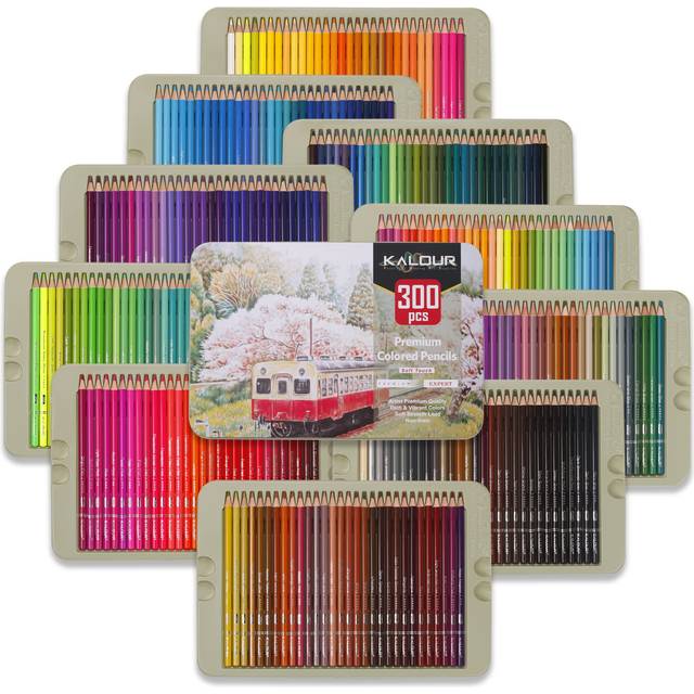 KALOUR Professional Colored Pencils,Set of 300 Colors,Artists Soft Core with Vibrant Color,Ideal for Drawing Sketching Shading,Coloring Pencils for A
