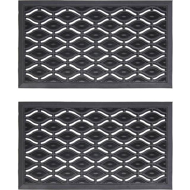 JVL Elipses Rubber Door Mat 40 x 70cm 2 Pack - JVL Homewares - Black