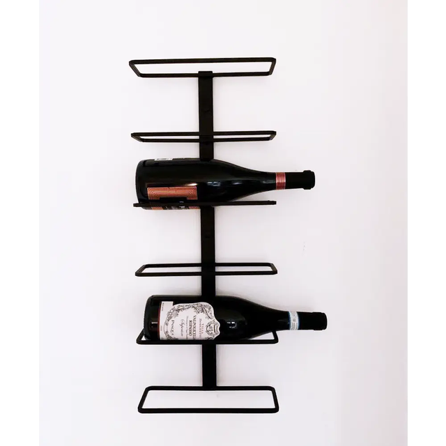Vinikea Vægmonteret Vinreol I Sort Metal 6 Flasker