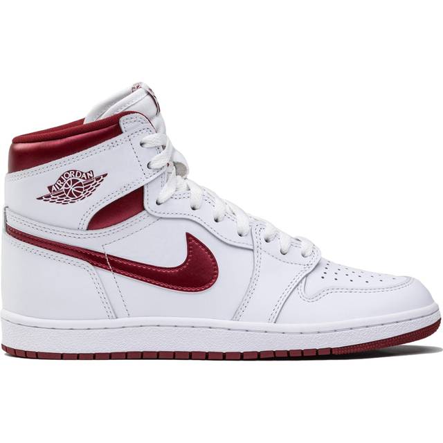 Nike Jordan White & Burgundy Air Jordan 1 High '85 Sneakers - White/Team Red - US US 6 Women / US 4.5 Men