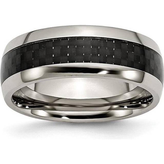 Chisel TB178-9.5 8 mm Titanium Polished with Black Carbon Fiber Inlay Band, Size 9.5