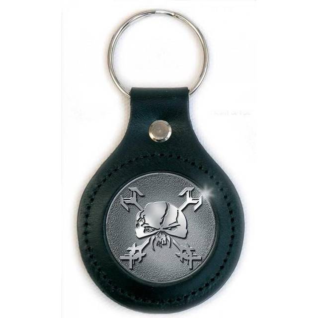 Iron Maiden Final Frontier Icon Leather Keyring - Silver/black