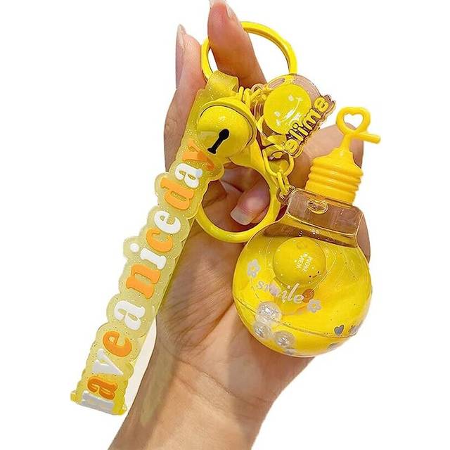 Girls Women Creative Lovely Light Bulb Bottle Floating Animals Moving Sand Keychain Keyring Key Chain Key Ring