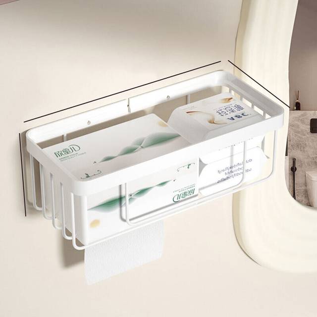 (a-white long) Toilet tissue shelf Toilet tissue box Wall mounted drawer Paper roll holder Black tissue holder wall paper box