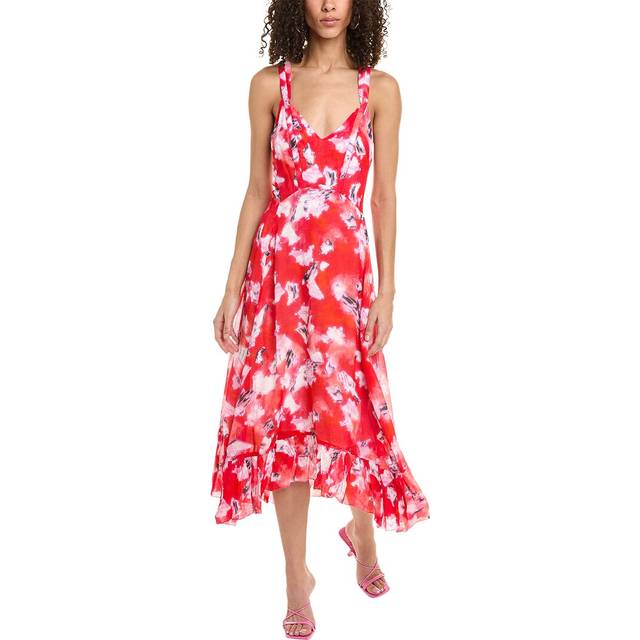 IRO Strappy Back Silk & Linen-Blend Midi Dress