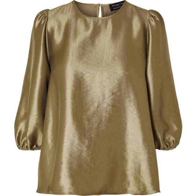 Selected FEMME - Blus slfSilva 3/4 Top - Guld