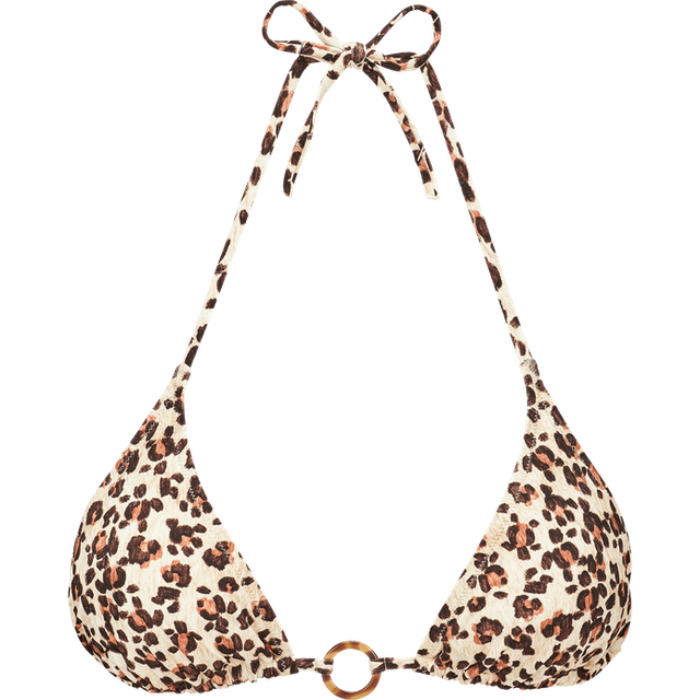 Brown Leopard Print Flox Bikini Top - Beige (M)