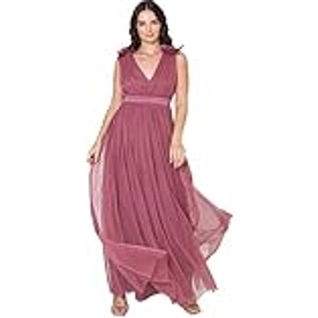 Ruffle Shoulder Maxi Dress - Dark Pink - 22