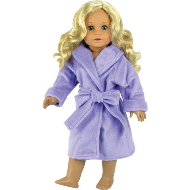 Sophia's Super-Cute Luxuriously Soft Velour Relaxing Spa Day Vacation Solid-Colored Bathrobe Accessory for 18  Dolls  Lavender