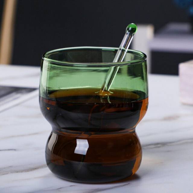 (a-D) Colored High Borosilicate Glass Cup Water Office Tea Breakfast Milk Coffee Mug with Spoon Birthday Gift Coffee Mugs Tea Spoon