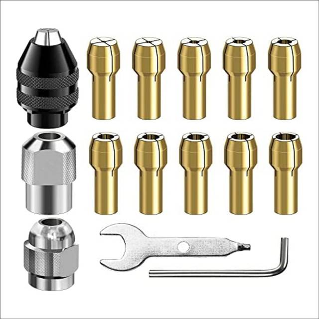 Drill Chuck Collet Set, 28 Pcs Kit(1/32 - 1/8Inch)Replacement 4486 Keyless Bit 4485 Brass Set