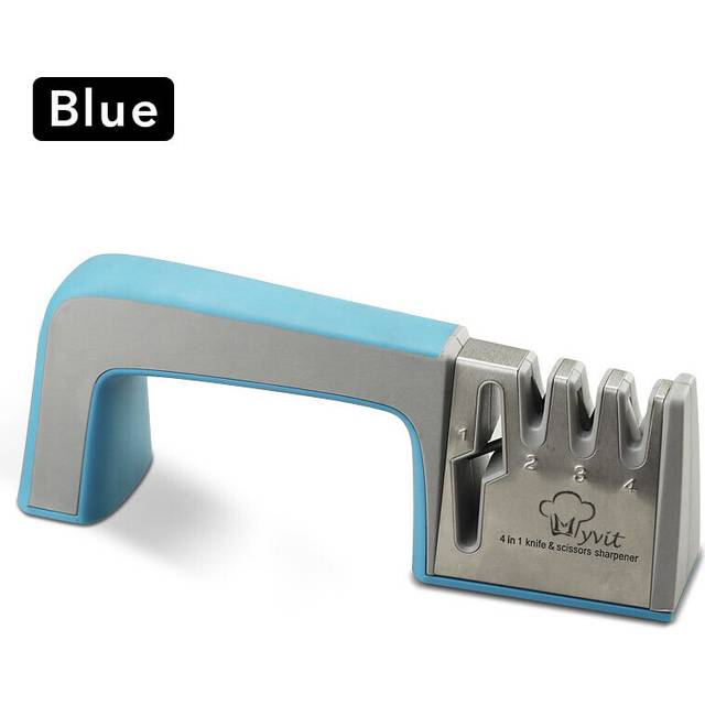 (a-4in1 Blue) Knife Sharpener 4 Stages Steel Whetstone Tungsten Diamond & Ceramic Kitchen Knives Sharpening Stone Grindstone Grinder Tools