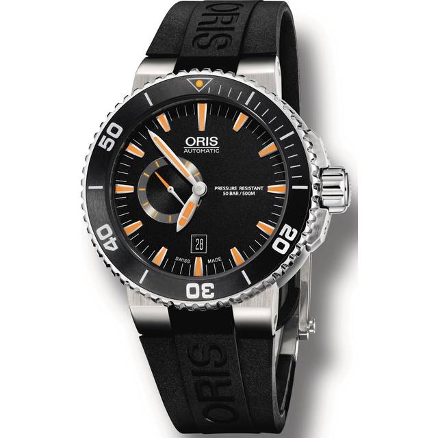 Oris Watch Aquis Date Small Second Black Rubber - Black