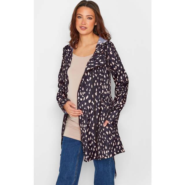Lts Tall Maternity Black & Pink Animal Print Pocket Parka 16 Lts | Tall Women's Parka Coats