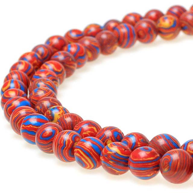 MJDcB Synthesis colour Malachite Beads Beautiful Fashion Round Stone Beads for DIY Jewelry Making 15 (4mm  Blue - red - Yellow)