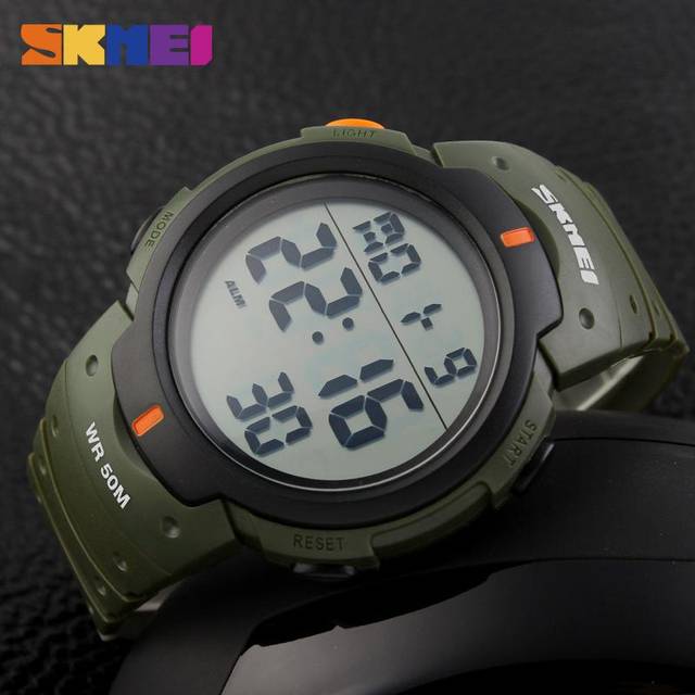 SKMEI Men Sports Watches Outdoor Digital Watch LED Backlight Big Dial Running Chrono Waterproof Wristwatches