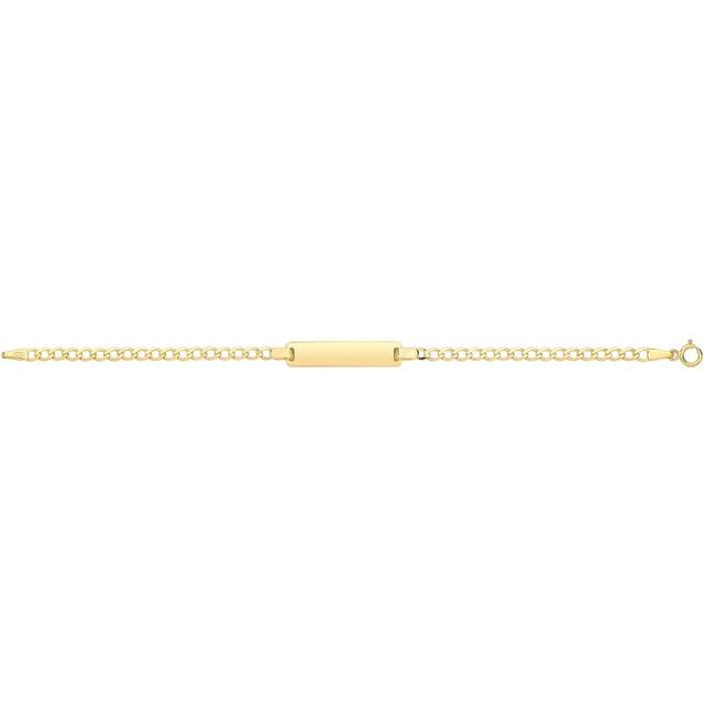 9CT Yellow Gold Curb Baby Bracelet - 6" Length | Engravable ID Tag