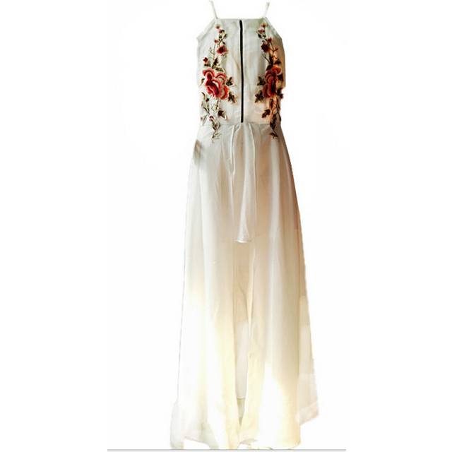 (l, white) Rose Floral Embroidered High Low Boutique Party Dress