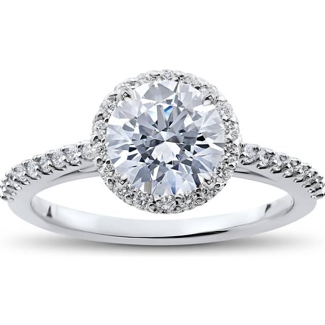 1 7/8 Ct Halo Vintage Round Diamond Eco Friendly Lab Grown Engagement Ring 14k