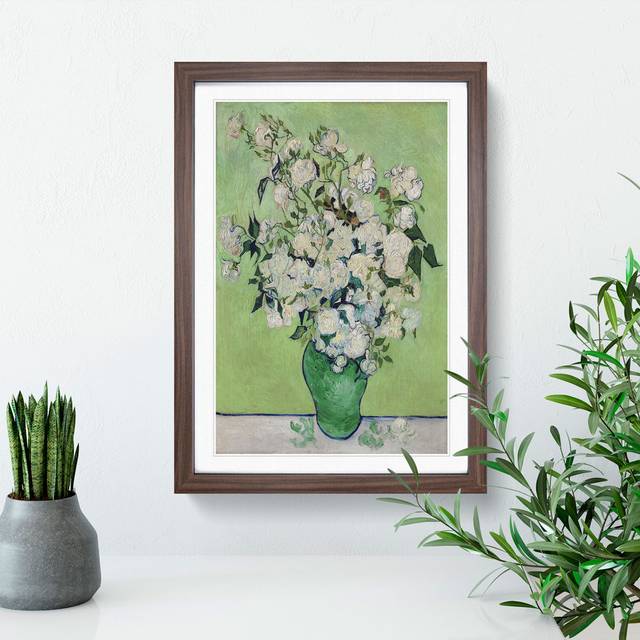 Roses Vol.2 by Vincent Van Gogh - Picture Frame Painting - Walnut Framed (36cm H x 27cm W x 2cm D)