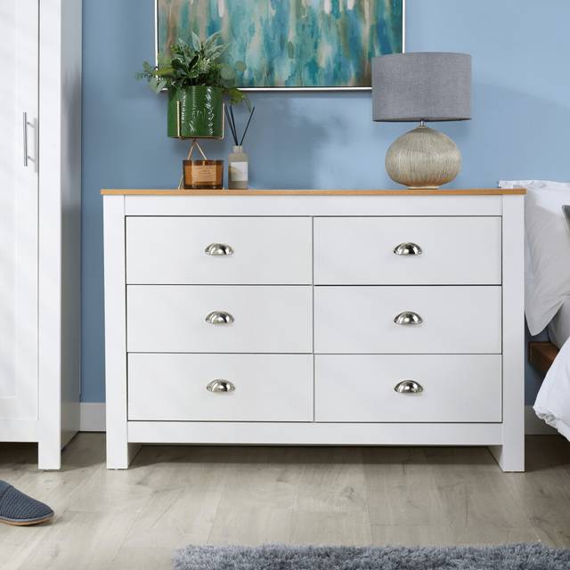 (White) Camden 6 Drawer Chest Bedroom Storage Unit