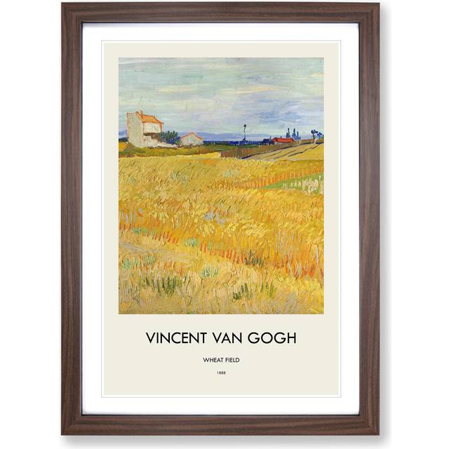 Wheat Field by Vincent Van Gogh - Picture Frame Art Prints - Walnut Framed (65cm H x 48cm W x 2cm D)