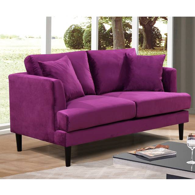 Trilby 140Cm Velvet Recessed Arm Sofa - Purple (82cm H X 140cm W X 89cm D)