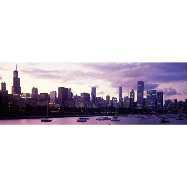 Buildings at the Waterfront, Lake Michigan, Chicago, Illinois, USA #3 - Wrapped Canvas Panoramic Graphic Art (50.8cm H x 152.4cm W x 1.91cm D)