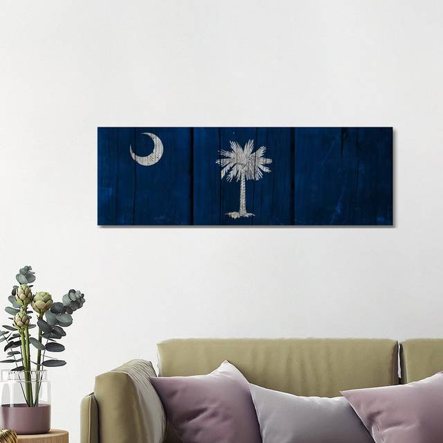 South Carolina Flag on Wood Planks by Bay Isle Home - Wrapped Canvas Panoramic Art Prints (121.92 cm H x 40.64 cm W x 3.175 cm D)