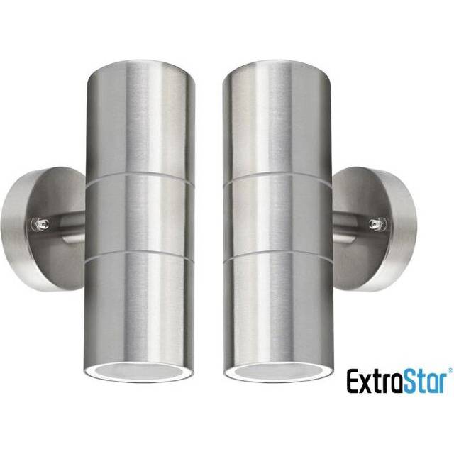 ExtraStar Outdoor Up and Down Double Wall Light Stainless Steel IP44 (Pack of 2)