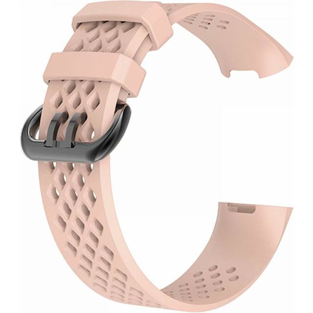 (Pink- large) AQ Holes Silicone FitbitCharge 3 Replacement Strap