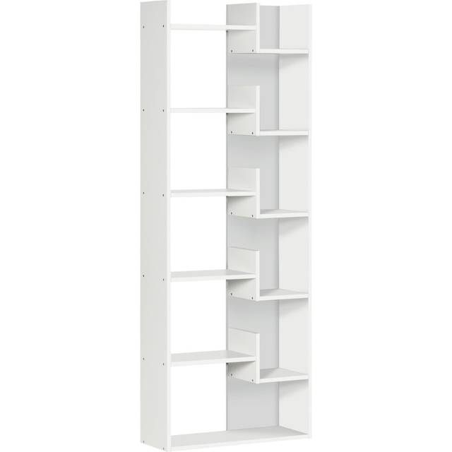 HOMCOM 6-Tier Bookshelf Freestanding Decorative Storage Shelves for Home White