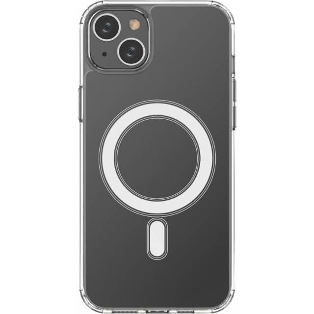 Clear Magnetic iPhone 14 Plus Case with Silver MagSafe Ring - Transparent