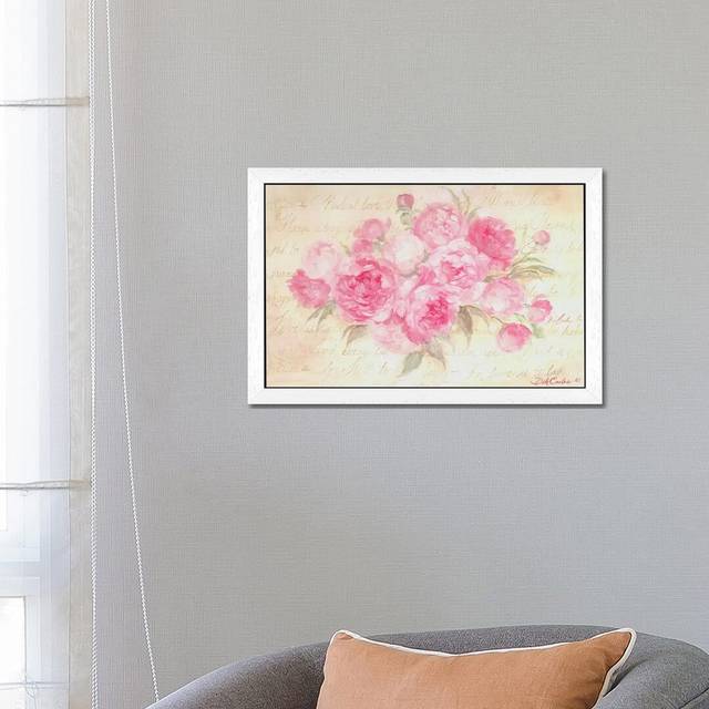 'Peonies Passion' by Debi Coules - Floater Frame Painting Print on Canvas - White (66.04cm H X 45.72cm W)