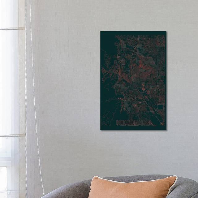 Colorado Springs Infrared Urban Blueprint Map by Hubert Roguski - Wrapped Canvas Art Prints (66.04cm H x 45.72cm W x 1.9cm D)