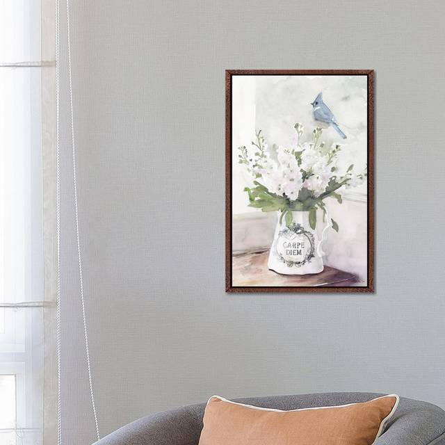 Parisian Pot III by Stellar Design Studio - Painting on Canvas - Brown Floater Frame (66.04 cm H x 45.72 cm W)