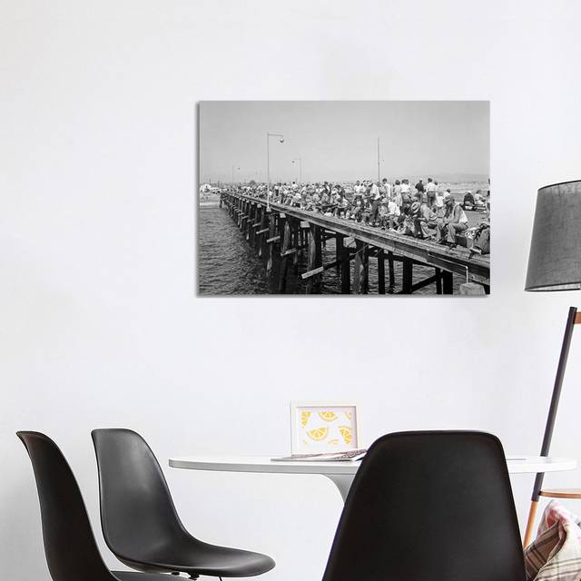 1940S People Fishing Off Laguna Beach Pier Laguna Beach California USA - Wrapped Canvas Photograph (66.04cm H x 101.6cm W x 3.81cm D)