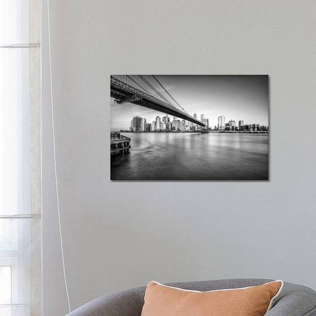 Brooklyn Bridge in Black and White by Jan Becke - Wrapped Canvas Photograph (66.04 cm H x 45.72 cm W x 3.175 cm D)