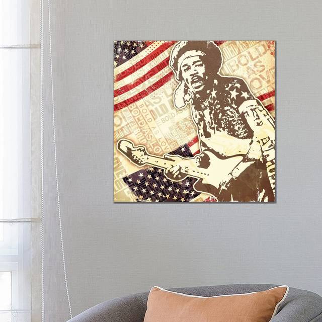 Jimi Hendrix USA Bold as Love by Radio Days - Wrapped Canvas Art Prints (66.04 cm H x 66.04 cm W x 1.91 cm D)