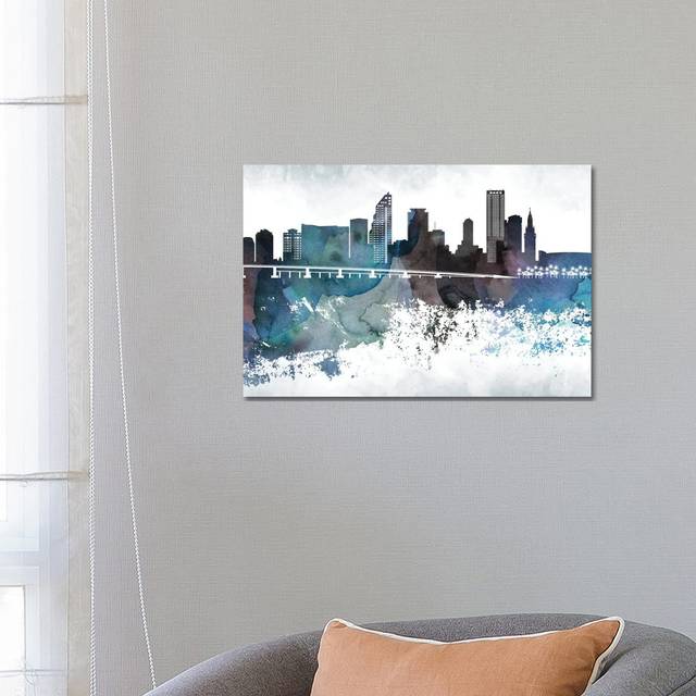 Miami Bluish Skylines - Wrapped Canvas Painting (45.72cm H x 66.04cm W x 1.91cm D)